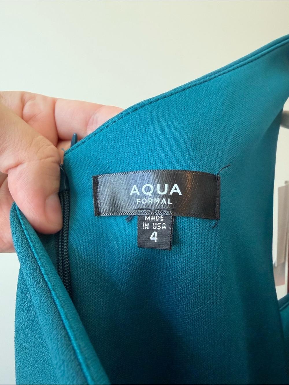 Aqua Formal One Shoulder Cutout Gown NWT | Teal Azurean | Size 4 - Picture 4 of 6
